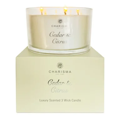 Classic Luxury Scented 3 Wick Candle - 600g (Cedar & Citrus)