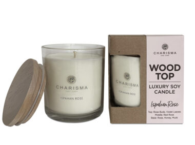 Wooden Top Soya Candle, Ispahan Rose - 250g