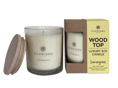Wooden Top Soya Candle, Lemongrass – 250g