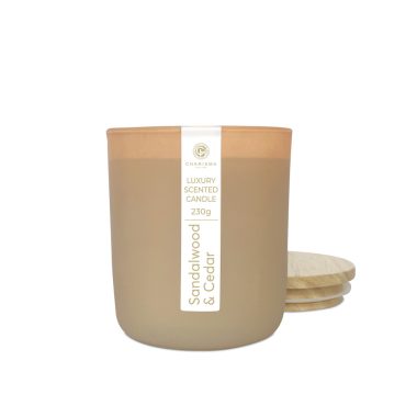Serenity Luxury Scented Candle, Sandalwood & Cedar - 230g