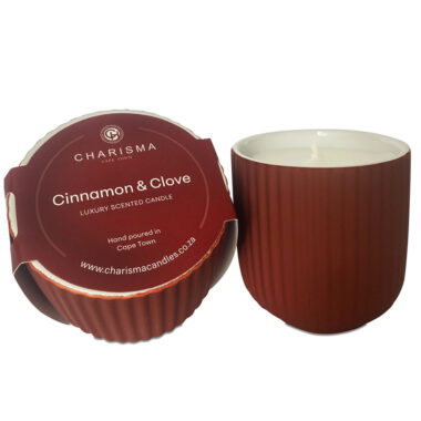 Ribbed Ceramic Candle Collection, Cinnamon & Clove - 300g